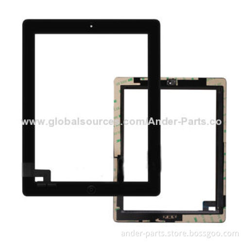 For iPad 2 Digitizer Glass Replacement Black with Home Button & Adhesive